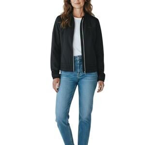 ARIAT Full Zip Packable Rain Jacket Women L Black Travel Timeles Everyday Sporty